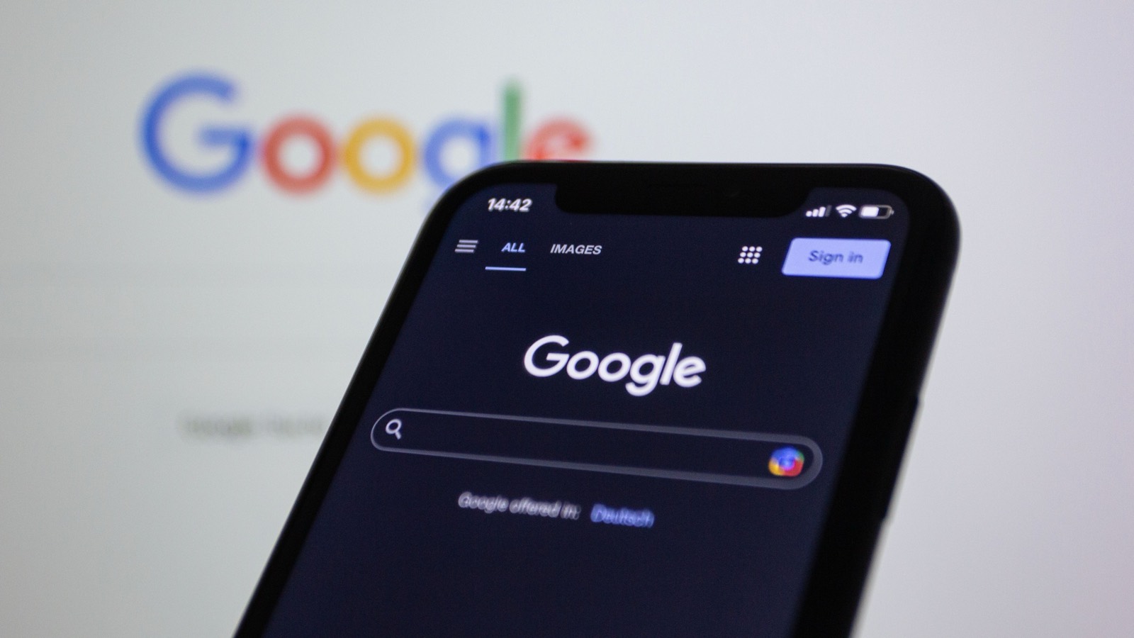 Busca no Google em um smartphone